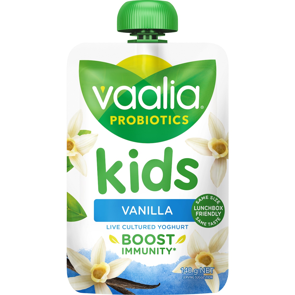 Fruitco Vaalia Kids Probiotic Yoghurt Pouch Vanilla 140g