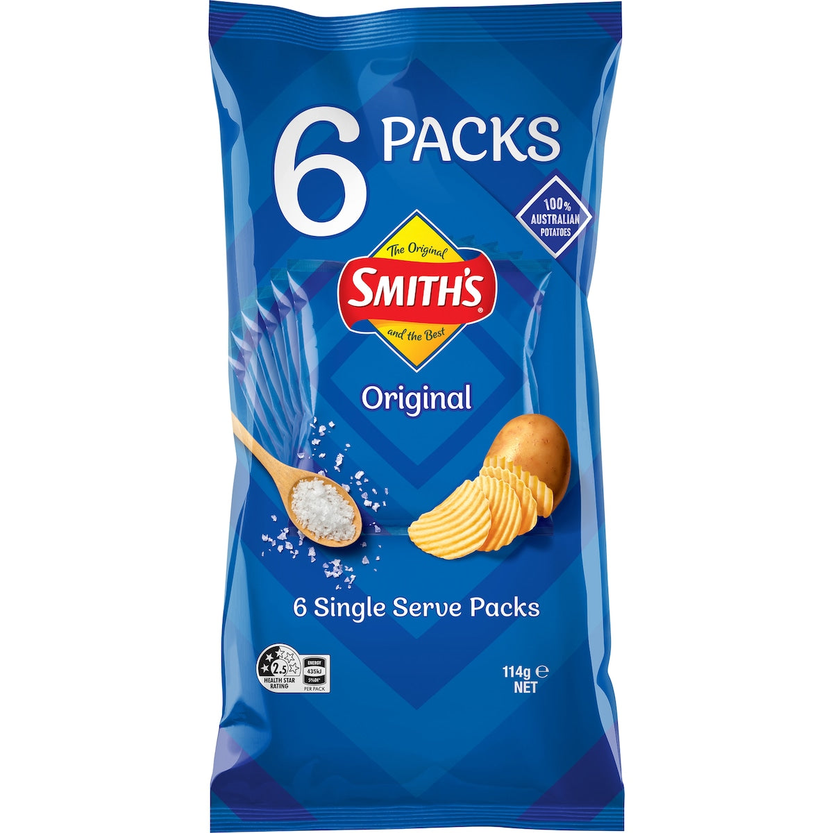Fruitco Smith's Crinkle Cut Potato Chips Multipack Original 6 Pack