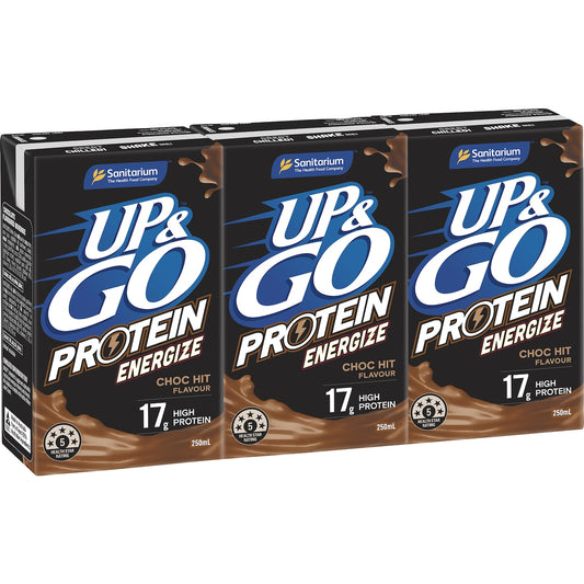 Fruitco Sanitarium Up&Go Protein Energize Choc 250ml x3 Pack