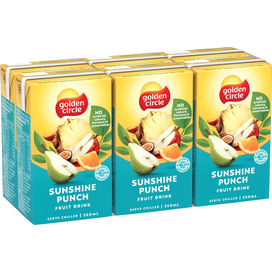 Fruitco Golden Circle Fruit Drinks Lunch Box Poppers Multipack Sunshine Punch