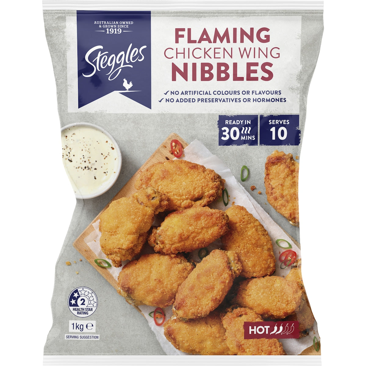 Fruitco Steggles Chicken Wing Nibbles Flaming 1kg
