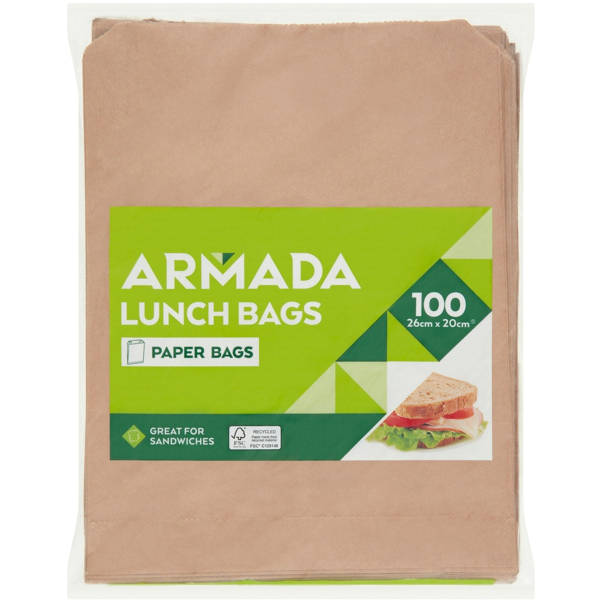 Fruitco Armada Brown Paper Lunch Bags 100 Pack