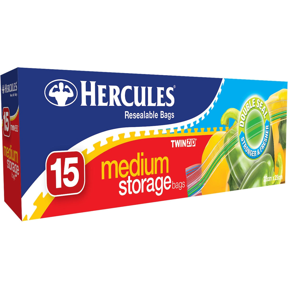 Fruitco Hercules Resealable Twin Zip Medium Storage Bag 15 Pack