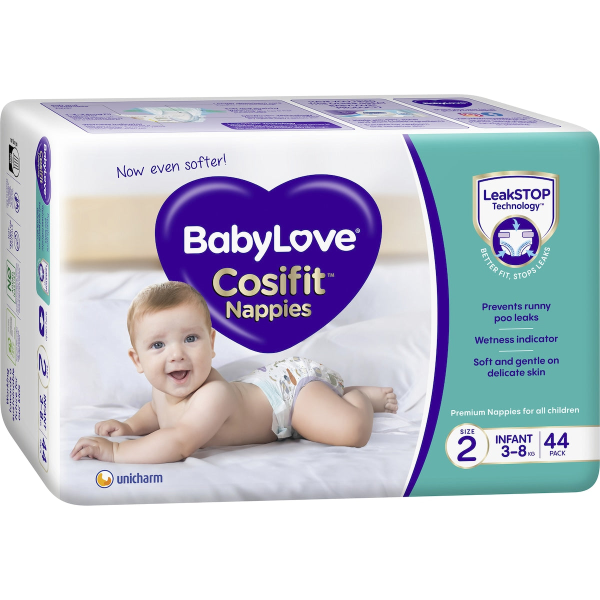 Fruitco Babylove Cosifit Infant Nappies Size 2 (3-8kg) 44 Pack