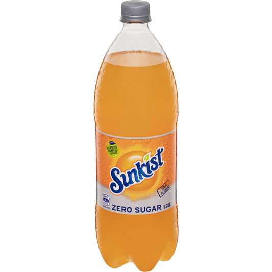 Fruitco Sunkist Zero Sugar Orange Soft Drink Bottle Sugar Free 1.25l