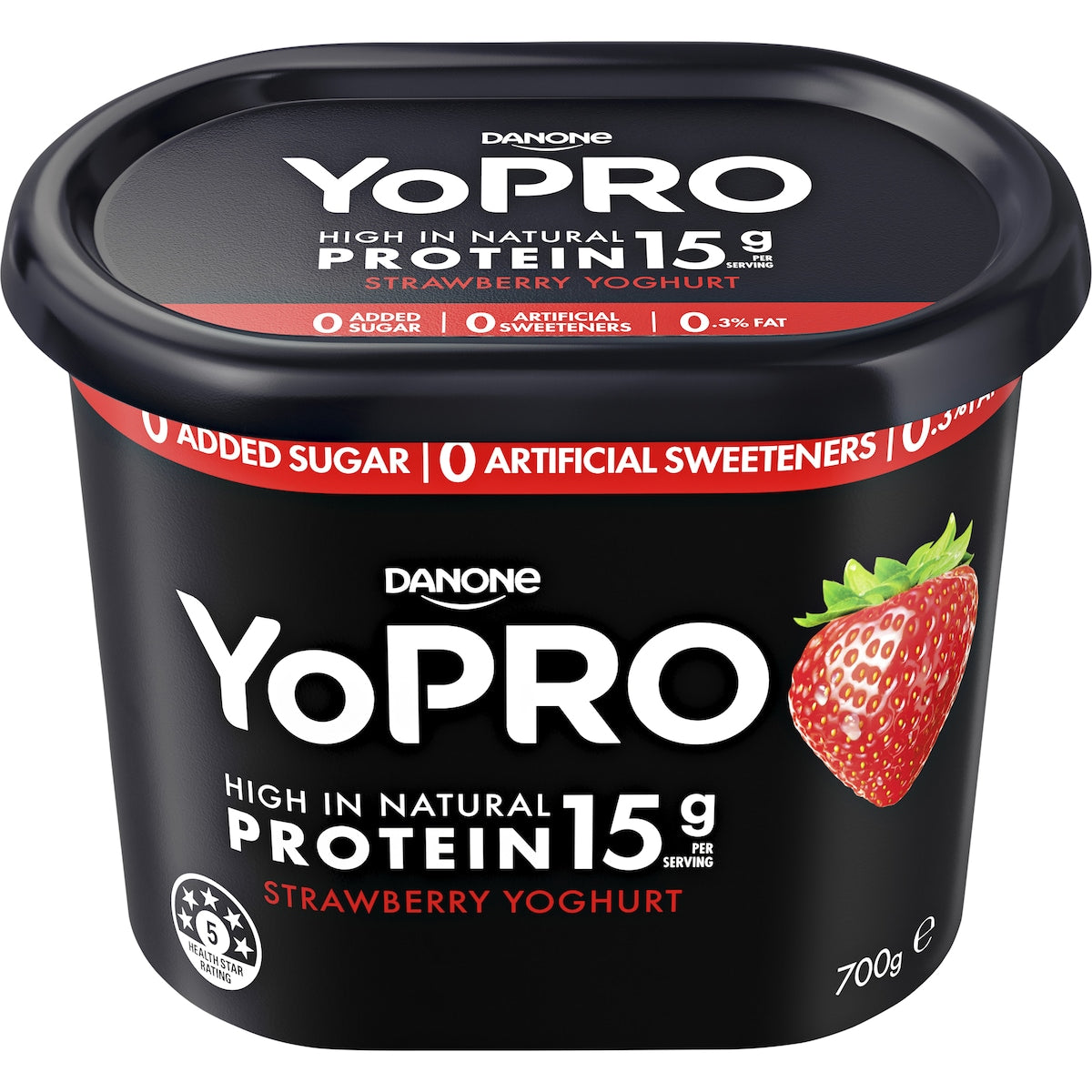 Fruitco YoPRO Danone High Protein Yoghurt No Added Sugar Strawberry 700g