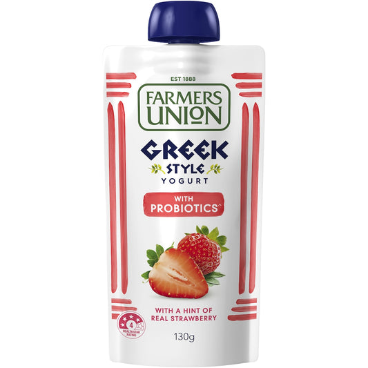 Fruitco Farmers Union Greek Style Yoghurt Pouch Strawberry 130g