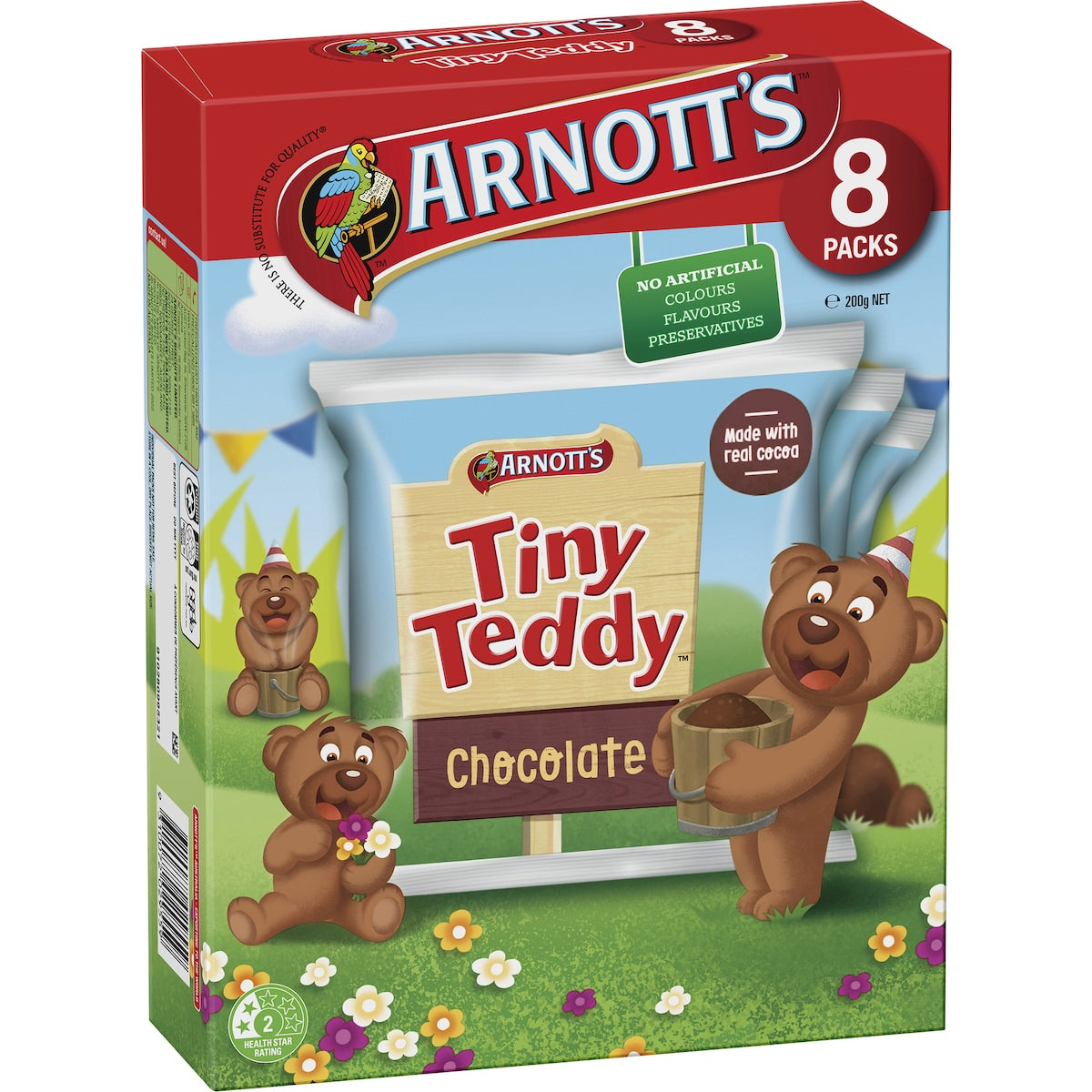 Fruitco Arnott's Tiny Teddy Chocolate Multipack Biscuits 8 Pack
