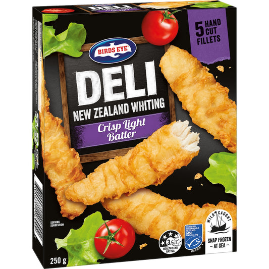 Fruitco Birds Eye Deli New Zealand Whiting Fillets Light Batter 250g