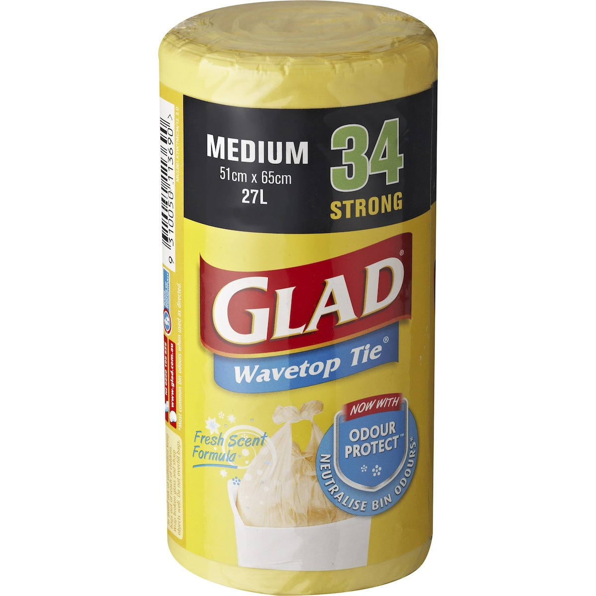 Fruitco Glad Wavetop Tie Bin Bag Medium 34 Pack