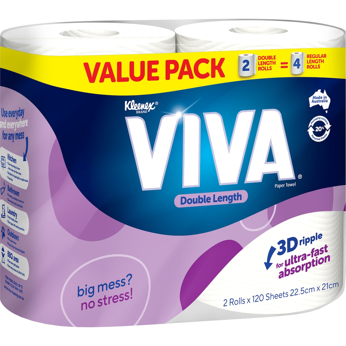 Fruitco Viva Double Length Paper Towels Double Length 120 Sheets 2 Pack