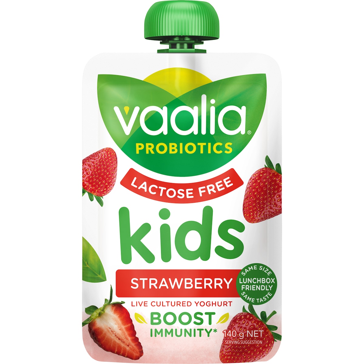 Fruitco Vaalia Kids Probiotic Yoghurt Pouch Lactose Free Strawberry 140g