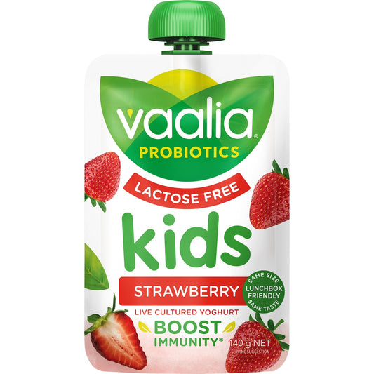 Fruitco Vaalia Kids Probiotic Yoghurt Pouch Lactose Free Strawberry 140g