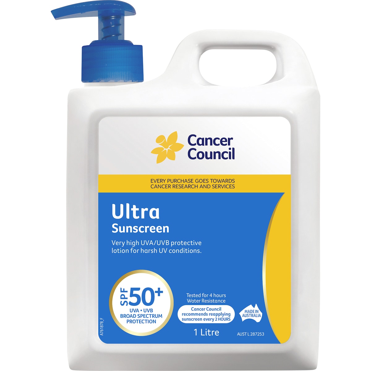 Fruitco Cancer Council Ultra Sunscreen Spf50+ Pump 1l