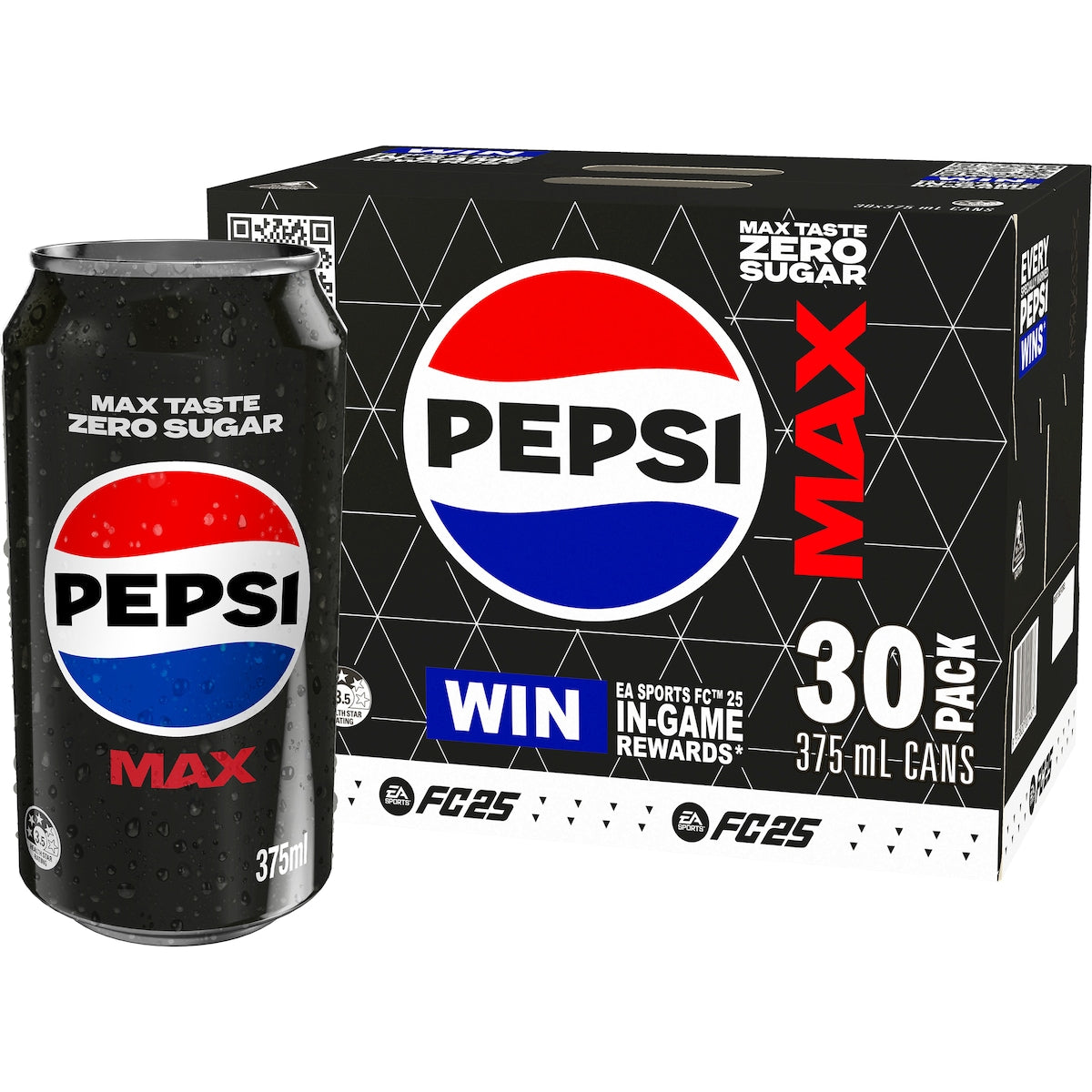 Fruitco Pepsi Max No Sugar Cola Soft Drink Cans Multipack 375ml x 30 Pack