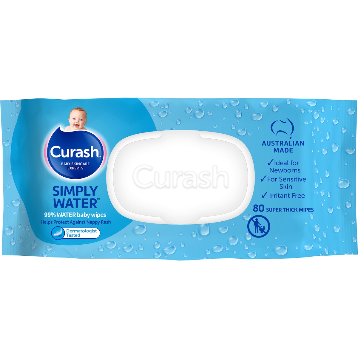 Fruitco Curash Baby Wipes Simply Water 80 Pack