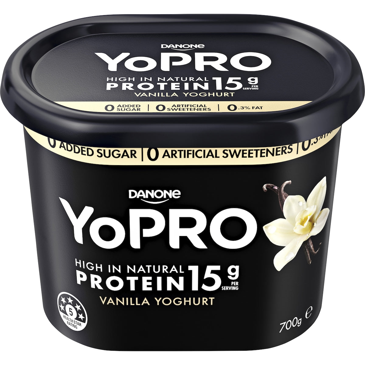 Fruitco YoPRO Danone High Protein Yoghurt No Added Sugar Vanilla 700g