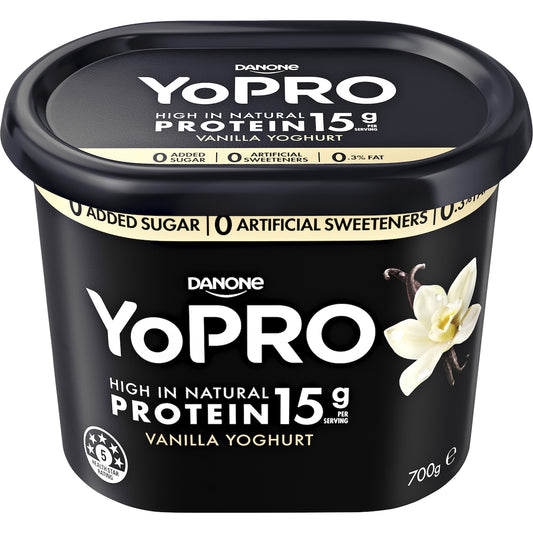 Fruitco YoPRO Danone High Protein Yoghurt No Added Sugar Vanilla 700g