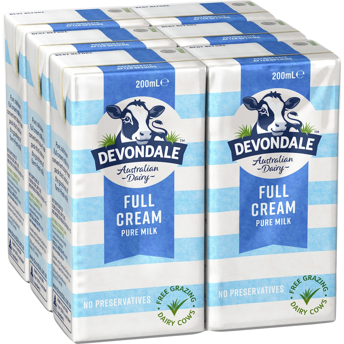 Fruitco Devondale 100% Pure Full Cream Milk Long Life UHT Milk 200mL x 6 pack