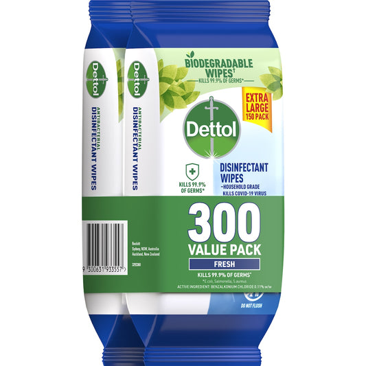 Fruitco Dettol Disinfectant Wipes Extra Large 300 pack