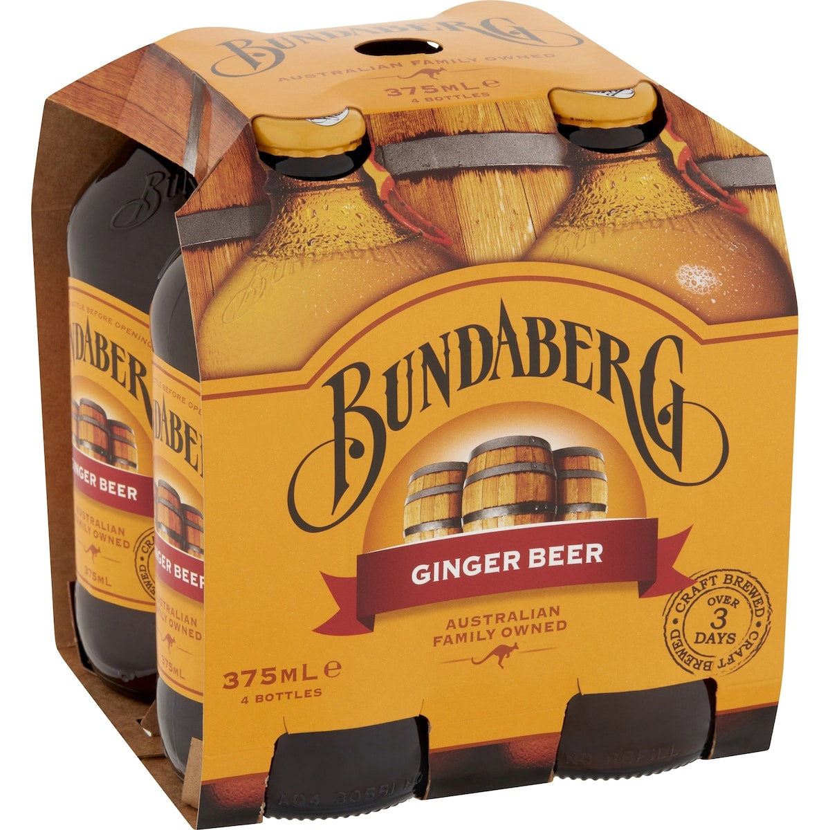 Fruitco Bundaberg Ginger Beer 375ml x4 Pack