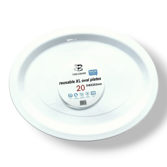 Butterfly 20 Pcs Xlarge Oval Plastic Plates 318 x 252mm